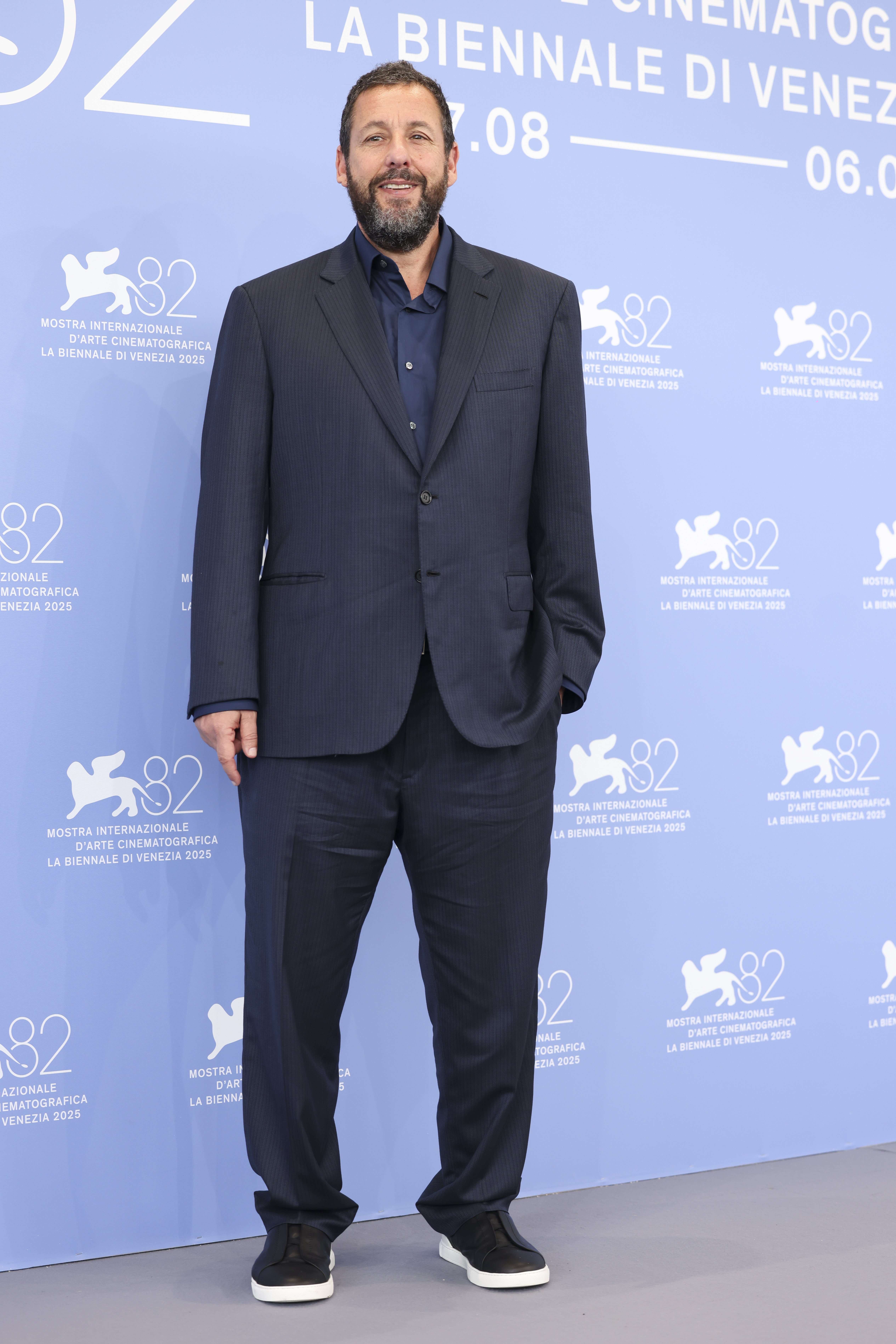 Adam Sandler attends the "Jay Kelly" photocall during the 82nd Venice International Film Festival on August 28, 2025 in Venice, Italy.